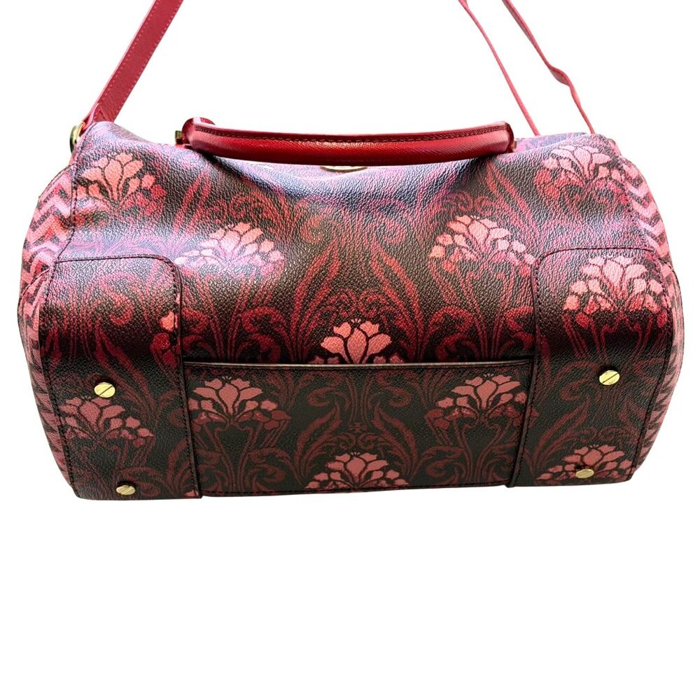 Tory Burch Red Floral Printed Satchel Tote Bag Adjustable Crossbody Vintage - Picture 6 of 11